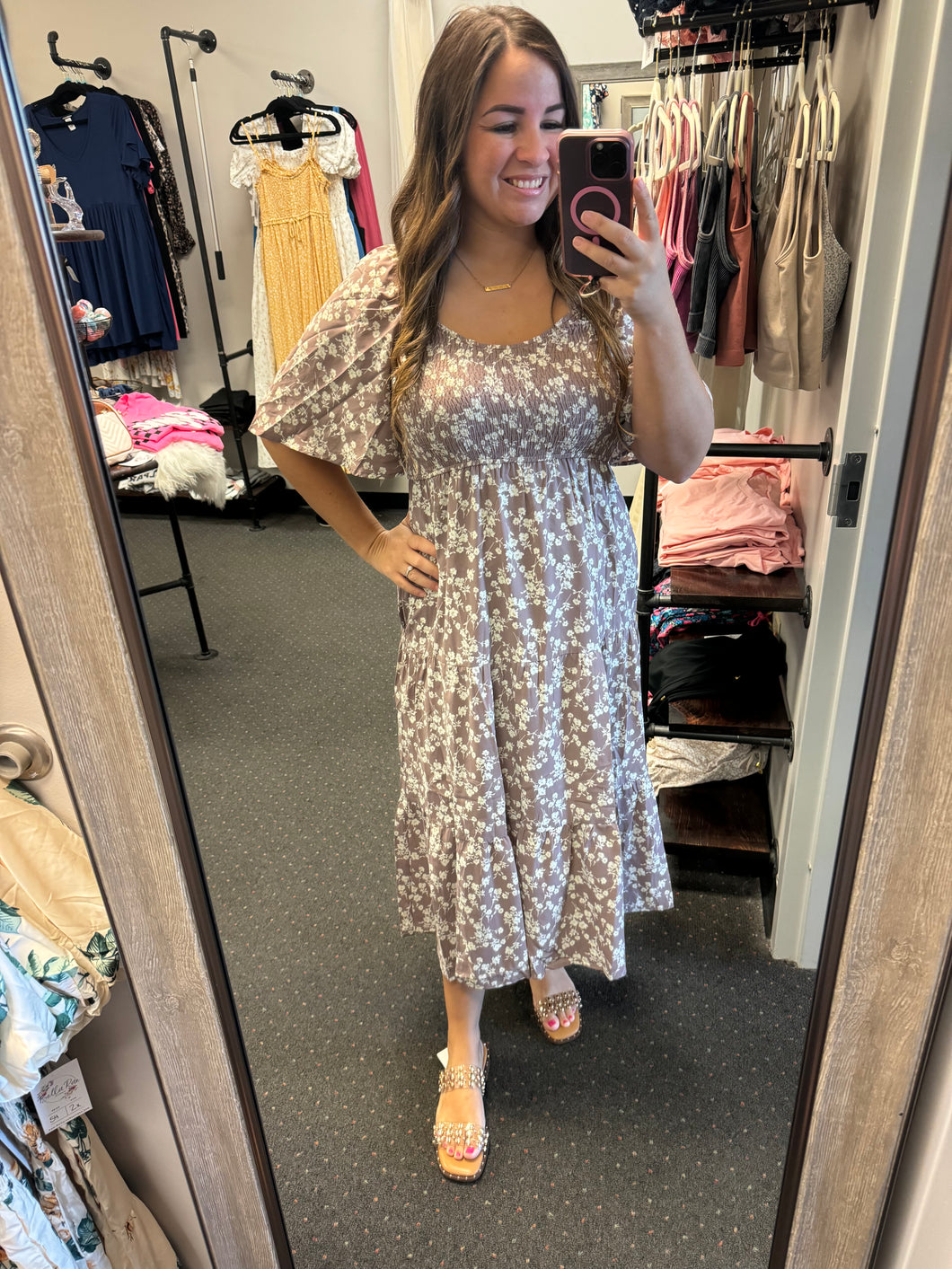 AUDRA TIERED MIDI DRESS