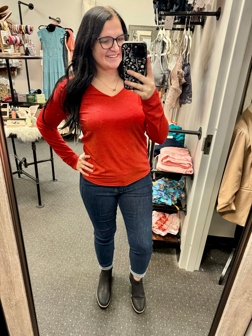 RED SHIMMER TOP