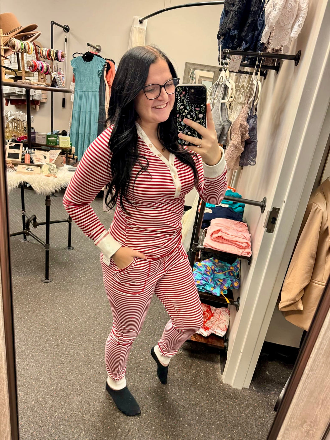 RED & WHITE STRIPE LOUNGE SET