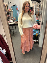 Load image into Gallery viewer, RUST FLORAL MIDI SKIRT
