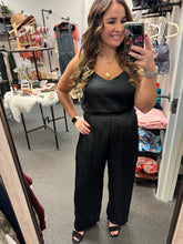 Load image into Gallery viewer, BLACK SATIN JUMPSUIT
