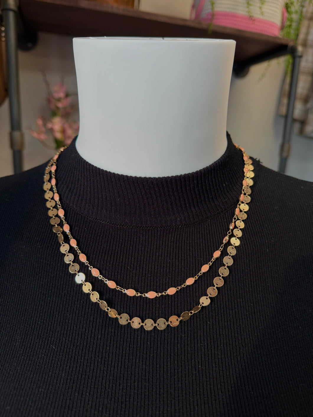 JUST PEACHY DOUBLE  LAYERED NECKLACE