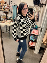 Load image into Gallery viewer, BLACK &amp; WHITE CHECKERED SWEATER
