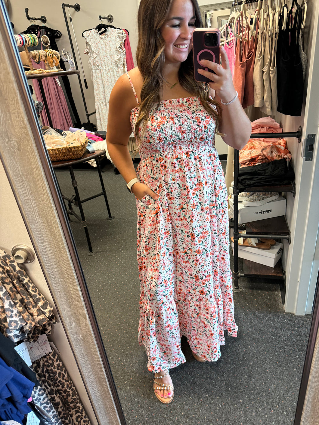 WHITE  FLORAL MAXI DRESS