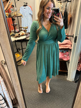 Load image into Gallery viewer, EMERALD MIDI WRAP DRESS
