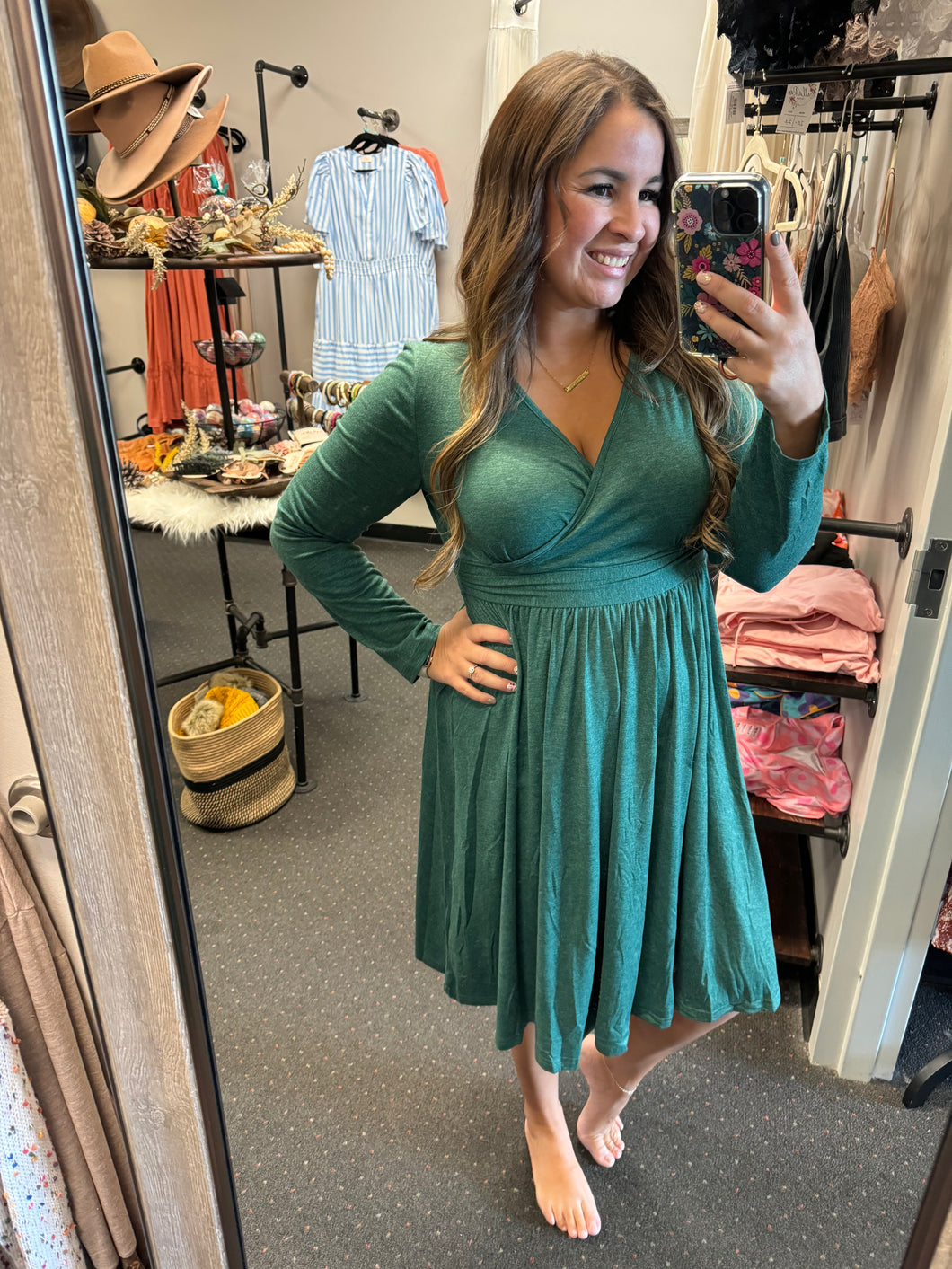 EMERALD MIDI WRAP DRESS