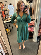 Load image into Gallery viewer, EMERALD MIDI WRAP DRESS
