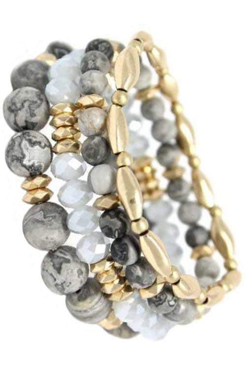 LIGHT GREY MARBLE AND GOLD BRACELET SET