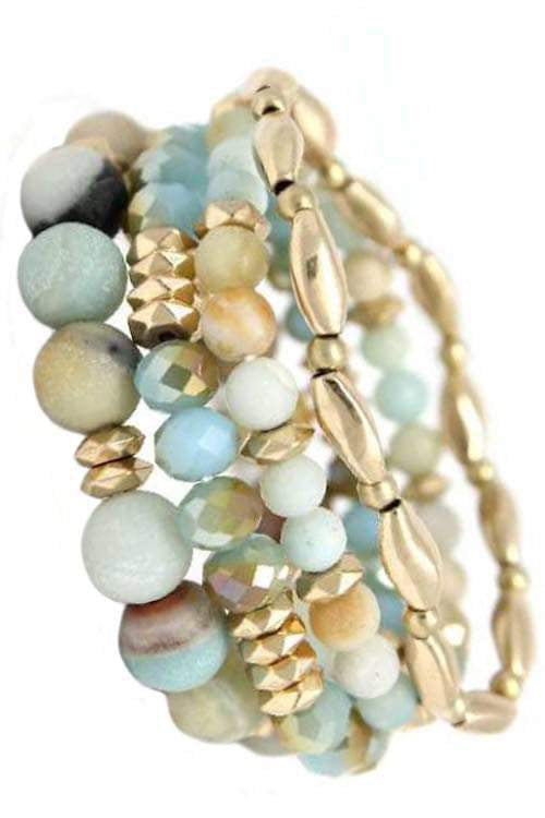 DUSTY TEAL AND GOLD BRACELET SET