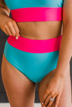 Load image into Gallery viewer, RAY OF SUNSHINE SWIM BOTTOMS BLUE&amp; BRIGHT PINK
