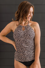 Load image into Gallery viewer, CHASING SUNSETS TANKINI SWIM TOP- TAUPE &amp; BLACK LEOPARD
