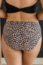 Load image into Gallery viewer, BASK IN THE SUN MID-RISE SWIM BOTTOMS- TAUPE &amp; BLACK LEOPARD
