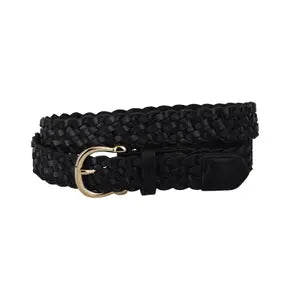 BLACK BRAIDED LEATHER BELT